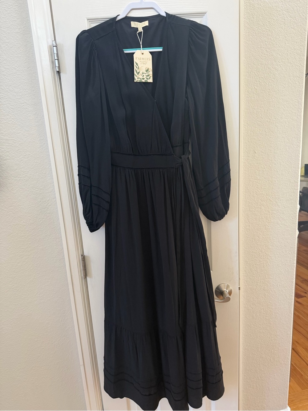 Farmers Market Women’s Black Maxi Dress with Long Sleeves - Picture 4 of 5